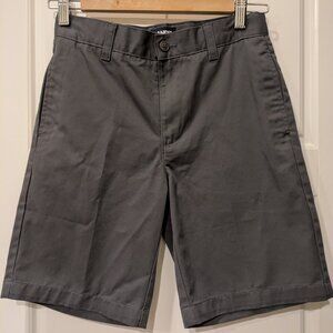Lands End School Uniform Flat Front Zip Pocket Gray Adj Waist Shorts Boys 12